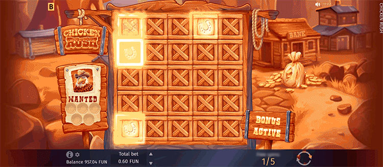 Bonus mode of the slot on the cowboy theme