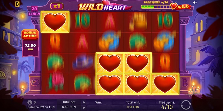 Freespins in Wild Heart slot